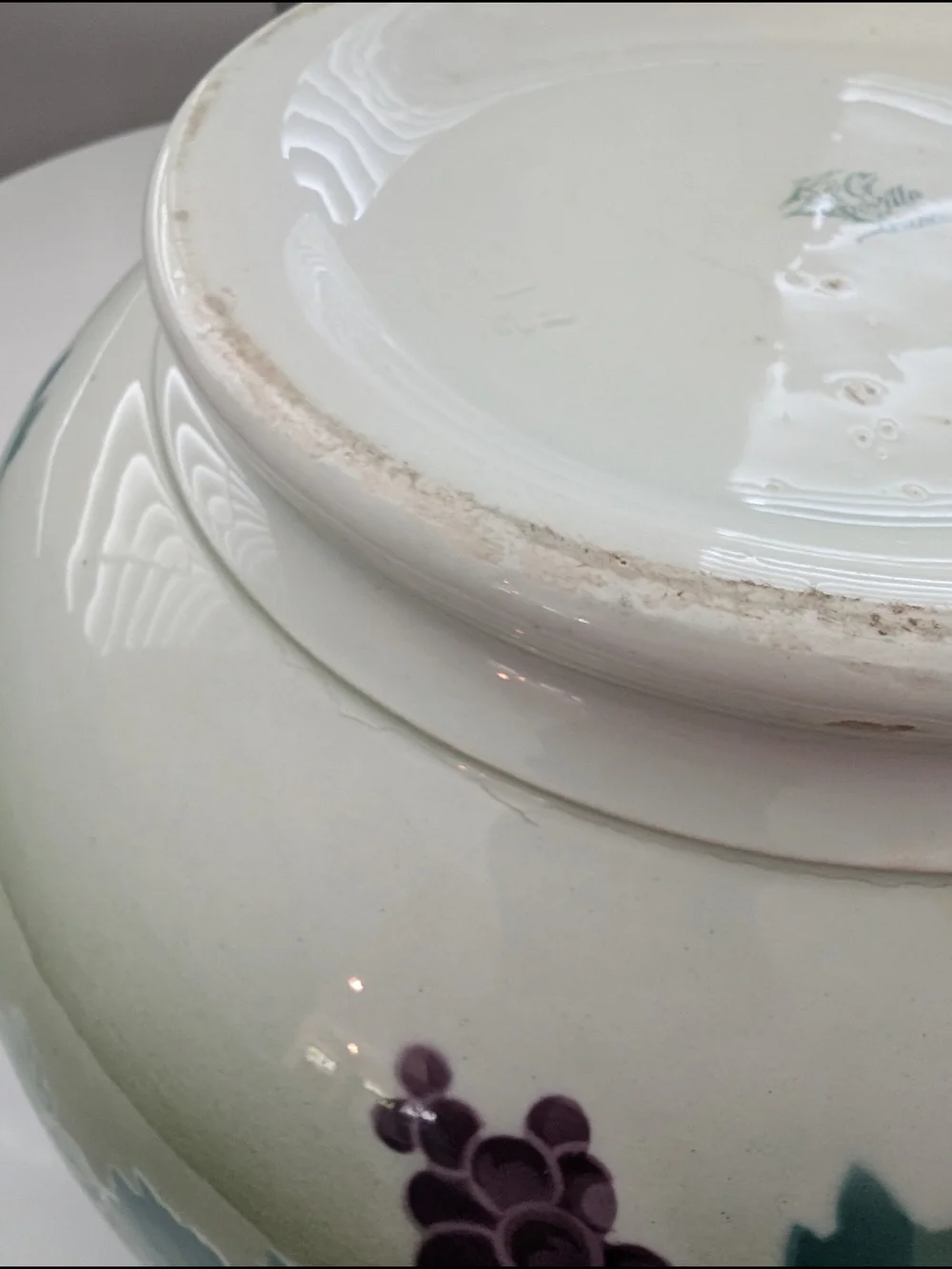 Antique K&G Luneville France Grape Harvest Punch Bowl Keller & Guérin Faience 10